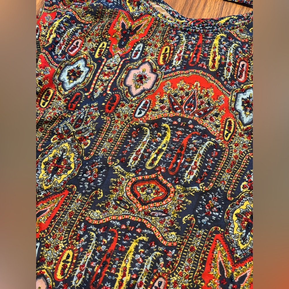 DKNY Multicolor Paisley-Print Spaghetti Strap Silk Tank Top - Picture 8 of 8